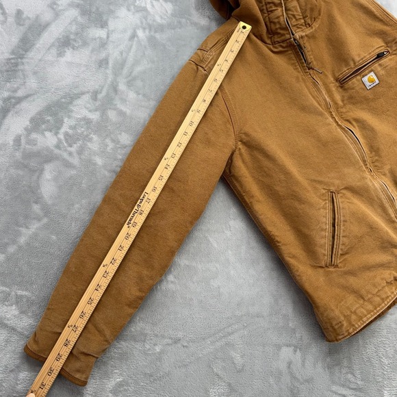 Carhartt Jacket Women Large Brown Washed Duck Loose Fit Sherpa Lined Workwear - Picture 12 of 12